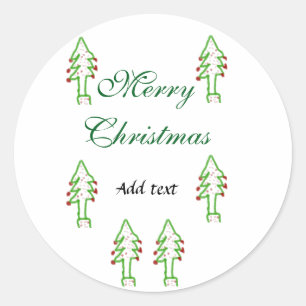 グリーンクリスマスツリー赤さくらんぼメリークリスマスモ ラウンドシール