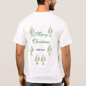 グリーンクリスマスツリー赤さくらんぼメリークリスマスモ Tシャツ (裏面)