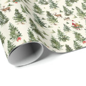 グリーンクリスマスツリー、サンタクロース&トナカイ ラッピングペーパー (ロールコーナー)