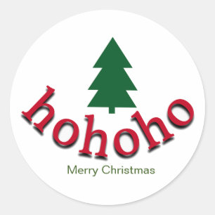 グリーンクリスマスツリーHoHoRedメリークリスマス ラウンドシール