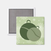 グリーンクリスマスデコレーションと雪片マグネット マグネット (正面/裏面)