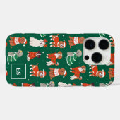 グリーンクリスマスドッグスパーソナライズされたガールモノグラム Case-Mate iPhoneケース (裏面 (横))