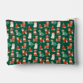 グリーンクリスマスドッグパーソナライズされたガールコスメティック アクセサリーポーチ (裏面)