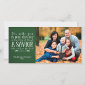 グリーンクリスマスバイブル聖句芸術的休日の写真 シーズンカード (正面)