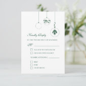 グリーンクリスマスバウブルオーナメント冬の結婚式 出欠カード (スタンド正面)