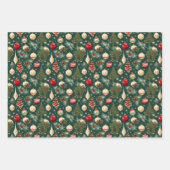 グリーンクリスマスバウブルプレゼント紙 ラッピングペーパーシート (正面)