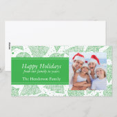 グリーンクリスマスパターンホリデーフォトカード シーズンカード (正面/裏面)
