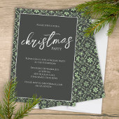 グリーンクリスマスパーティースノーフレーク 招待状