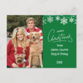 グリーンクリスマスファミリーフォトペットメッセージ シーズンポストカード (正面)