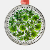 グリーンクリスマスフェイクガラスデザインホリデーギフト メタルオーナメント (正面)