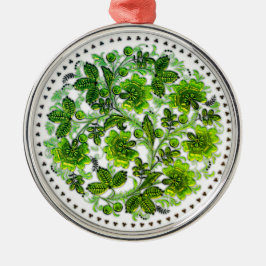 グリーンクリスマスフェイクガラスデザインホリデーギフト メタルオーナメント
