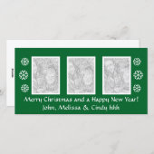 グリーンクリスマスフォトカードテンプレート | 写真3枚 シーズンカード (正面/裏面)