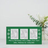 グリーンクリスマスフォトカードテンプレート | 写真3枚 シーズンカード (スタンド正面)