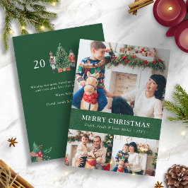 グリーンクリスマスフォトコラージュホリデーカード シーズンカード