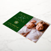 グリーンクリスマスフォトピースジョイ愛実在の金ゴールド 箔シーズンカード (回転した状態)