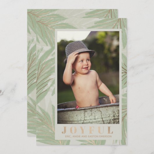 グリーンクリスマスフォト葉におめでとう シーズンカード (正面/裏面)