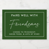 グリーンクリスマスフレンドズパーティーの好意 スパークリングワインラベル (シングルラベル)