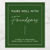 グリーンクリスマスフレンドズパーティーの好意 ワインラベル (シングルラベル)