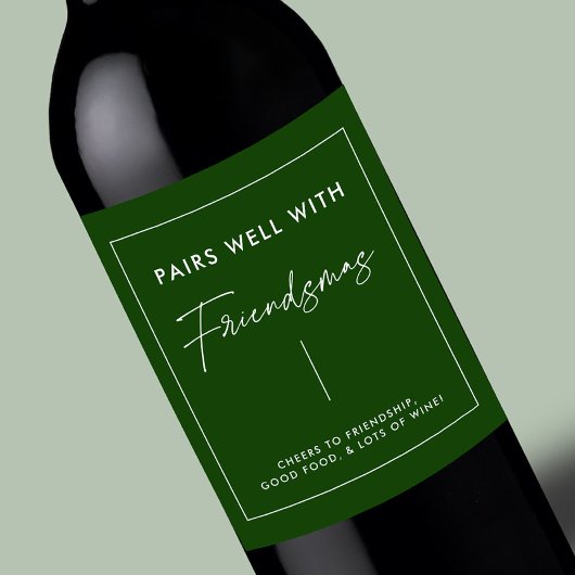 グリーンクリスマスフレンドズパーティーの好意 ワインラベル