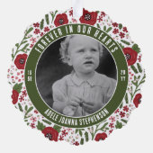 グリーンクリスマスフローラ永遠に私たちのハート写真 オーナメントカード (裏面)