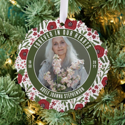 グリーンクリスマスフローラ永遠に私たちのハート写真 オーナメントカード (インサイチュ (木))