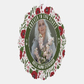 グリーンクリスマスフローラ永遠に私たちのハート写真 オーナメントカード (右)