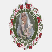 グリーンクリスマスフローラ永遠に私たちのハート写真 オーナメントカード (左)