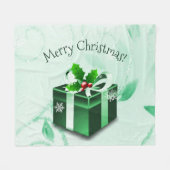 グリーンクリスマスプレゼント毛布 フリースブランケット (正面(横))