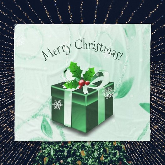 グリーンクリスマスプレゼント毛布 フリースブランケット