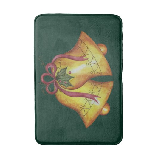 グリーンクリスマスベルズバスマットバスルーム敷物デコール バスマット (正面縦)