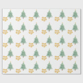 グリーンクリスマスホリデーツリーパターン ラッピングペーパー (フラット)