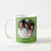 グリーンクリスマスホリデーファミリーフォト コーヒーマグカップ (左)