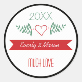 グリーンクリスマスホリデーファミリーフォト ラウンドシール