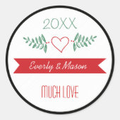 グリーンクリスマスホリデーファミリーフォト ラウンドシール (正面)