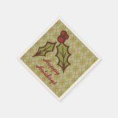 グリーンクリスマスホリーナプキンス スタンダードカクテルナプキン (角)