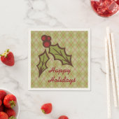 グリーンクリスマスホリーナプキンス スタンダードカクテルナプキン (インサイチュ)