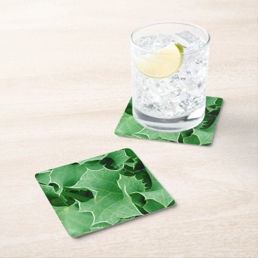 グリーンクリスマスホリー スクエアペーパーコースター (インサイチュ)