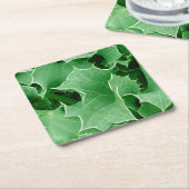 グリーンクリスマスホリー スクエアペーパーコースター (アングル)