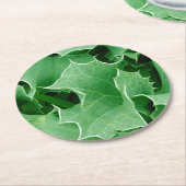 グリーンクリスマスホリー ラウンドペーパーコースター (アングル)