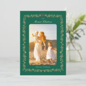 グリーンクリスマスボウボタニカルフレーム写真 シーズンカード (スタンド正面)