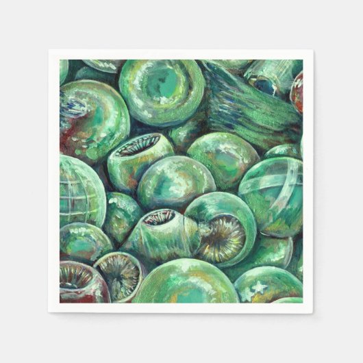 グリーンクリスマスボール スタンダードカクテルナプキン (正面)