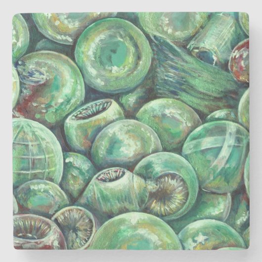 グリーンクリスマスボール ストーンコースター (正面)