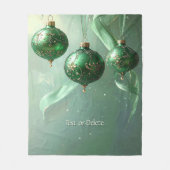 グリーンクリスマスボール フリースブランケット (正面)