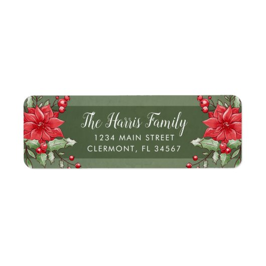 グリーンクリスマスポインセティアホリーベリー ラベル (正面)