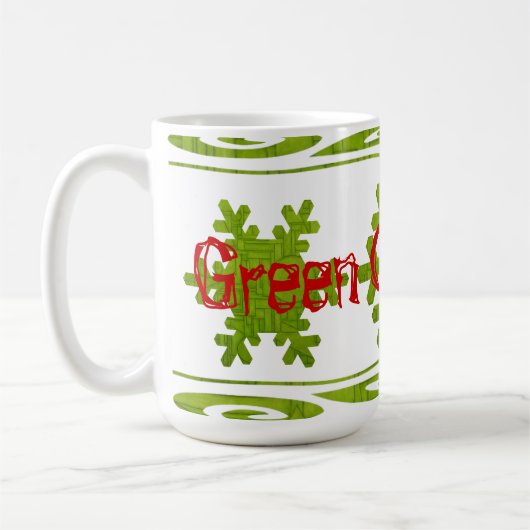 グリーンクリスマスマグカップ！ コーヒーマグカップ (左)