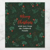 グリーンクリスマスミストレカスタムートーのホリデーパーティー ワインラベル (シングルラベル)