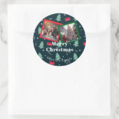 グリーンクリスマスモノグラム写真 ラウンドシール (バッグ)