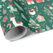 グリーンクリスマスラッピング紙 ラッピングペーパー (ロールコーナー)
