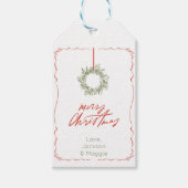 グリーンクリスマスリースクリスマスギフトラベル ギフトタグ (正面)