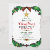 グリーンクリスマスリースディナーパーティの招待状 招待状 (正面)